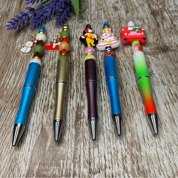 Handcrafted Pooh Tree Pens Beaded Unique Artisan Gifts Office Accessories - Picture 2 of 7